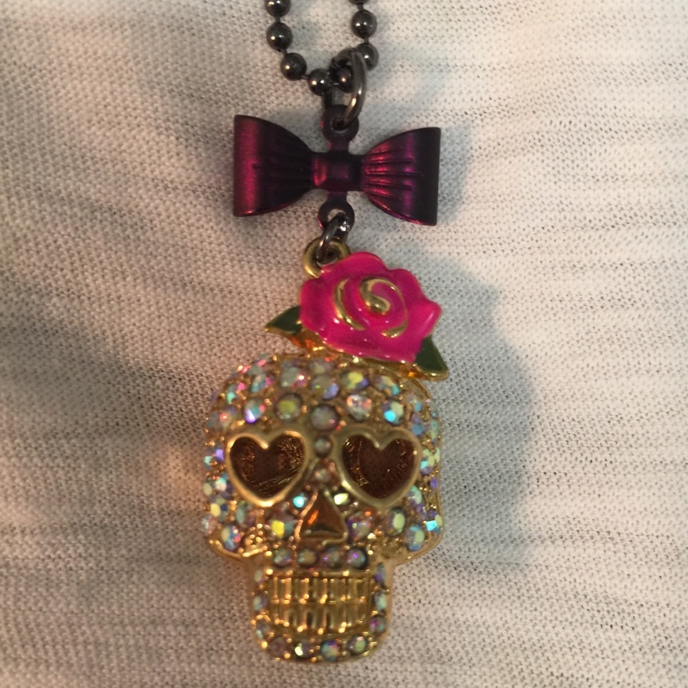 Betsey Johnson Crystal Skull Pendant